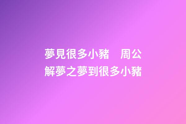 夢見很多小豬　周公解夢之夢到很多小豬